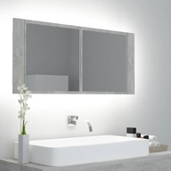 Kúpeľňová skrinka so zrkadlom a LED sivá betónová 100x12x45 cm