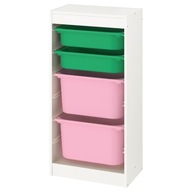 IKEA TROFAST Regál biely kontajner zelený/ružový