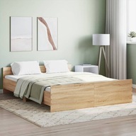 Rama łóżka z wezgłowiem i zanóżkiem, dąb sonoma, 140x200 cm Lumarko!