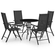 Zestaw jadalniany ogrodowy, czarny, aluminiowy, 4 krzesła, stół