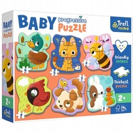 Puzzle Baby Progressive 22 dielikov 6W1 ZVIERA MAČKA PES Trefl 44003.