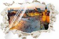 ZMYWALNA NAKLEJKA na ścianę 3D dziura w - WARSZAWA RYNEK (100x65cm)