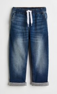 H&M spodnie joggersy jeansowe ocieplane bawełnianą podszewką 104