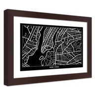 Obraz v ráme, Plán mesta New York - 90x60