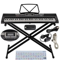 Keyboard MEIKE Organy Pianino MK-2115 NAUKA GRY + DUŻY STATYW + NAKLEJKI