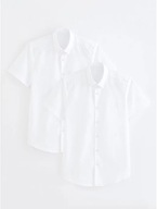 GEORGE košeľa 140-146 10-11 biele košele krátky rukáv bavlna Skinny Fit