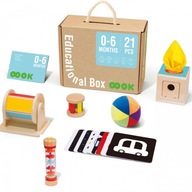 Box Pudełko XXL Montessori Edukacyjne 6w1 Sensoryczne Grzechotki 0-6 Mies