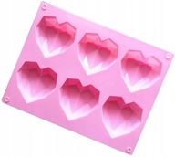 Silikónová forma na sušienky 6 x Srdce Diamanty Čokolády MF-017