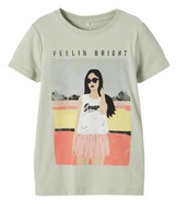 NAME IT t-shirt dziewczęcy 116 khaki FEELIN BRIGHT