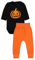Komplet na Dzień Dyni Halloween, Czarne body, pomarańczowe spodnie rozm 92
