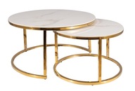 Set konferenčných stolíkov JONES - biely / zlatý