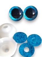 Oczy oczka Para do zabawek do makramy 25mm brokatowe niebieskie dla sowy