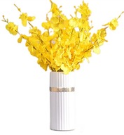 Keramická váza Biela Zlatá Rebrovaná Vysoká Na Kvety Ozdoba Dekorácie