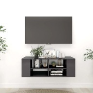 Závesná TV skrinka sivá vysoký lesk 102x35x35 cm