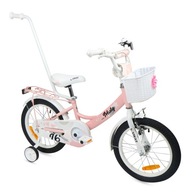 Rower dla dzieci rowerek dla dziewczynki + prowadnica Vikas różowy 16"