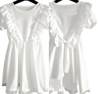 Sukienka dla dziewczynki 80-86 elegancka na komunię wesele biała ecru