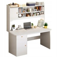 SZÁMÍTÓGÉPASZTAL FEHÉR LOFT LAPTOP ASZTAL GAMER KÖNYVESPOLCCAL 120 CM