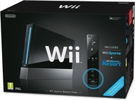 Nintendo Wii Czarne Konsola Pudełko Pad Nunchuck Okablowanie