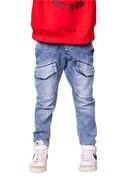 Spodnie All For Kids jeansowe bojówki niebieskie dzianina 116/122 cm