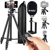 Solidny Statyw 4w1 Tripod Pilot Bluetooth Uchywt na Telefon Aparat 133cm