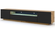 RTV skrinka AURA 200 závesná alebo stojaca dub artisan / čierna mat + LED