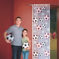 Firanka dziecięca panel żakardowy kolorowy piłki piłka nożna 60cm na metry