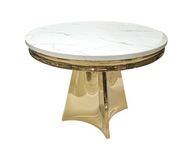 Moderný zlatý okrúhly glamour stôl s mramorom 130 nábytok PREMIUM HIT