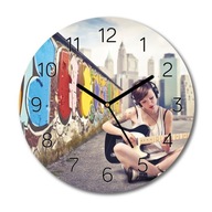 zegar na szkle Kobieta gitara ulica z foto fi 30