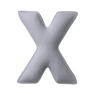 Velúrový vankúš písmeno X , 40cm veľký sivý