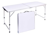 Kempingový turistický stôl skladací 120x60 cm biely