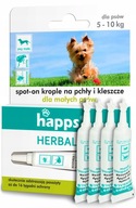 Krople Na Pchły i Kleszcze Dla Psów małych 5-10 kg Happs Herbal (4 sztuki)