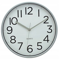 Zegar ścienny wiszący plastikowy szary z białą tarczą duże cyfry 30x4,7cm