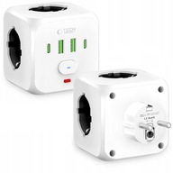 TÁPKÁBEL ELOSZTÓ HOSSZABBÍTÓ SCHUKO USB-A TYPE-C + KAPCSOLÓ