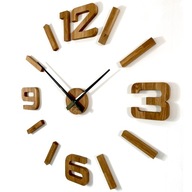 Nalepovacie drevené nástenné hodiny dubové 3d 130 cm do obývačky tiché