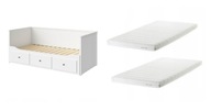 IKEA HEMNES Łóżko rozkładane białe + 2 materace AFJALL