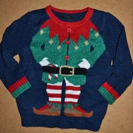 618^ george świąteczny sweter Elf skrzat 2/3L_98cm