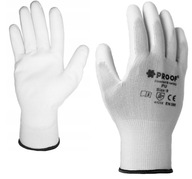 Ochranné pracovné rukavice potiahnuté biele PU 6/XS