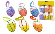 Pisanki jajka styropianowe kolorowe z zawieszką 6szt Wielkanoc