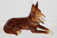Piękna porcelanowa figurka psa wilczura sygnowana