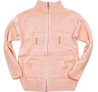 6-7L Sweter sweterek dziewczynki zapinany na zamek golf MOTYLKI morela