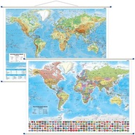 ŚWIAT 1:30 000 000 MAPA ŚCIENNA DWUSTRONNA POLITYCZNA I FIZYCZNA