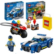 LEGO City 60312 Samochód Policja Radiowóz + LEGO Straż Pożarna 60410 Motor