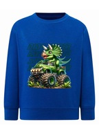 Chłopięca bluza z nadrukiem Dino super racer niebieska, r. 122/128