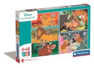 PUZZLE 3X48 SUPER COLOR DISNEY ANIMALS, CLEMENTONI