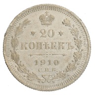 Rosja - 20 kopiejek - Mikołaj II - 1910 rok
