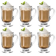 6x SZKLANKI DO KAWY LATTE HERBATY 300ml SZKLANKA KOMPLET Z UCHEM