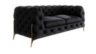 Obszerna Designerska Pikowana sofa 2os Chesterfield Chelsea Czarna