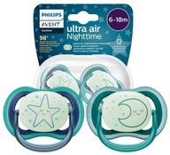 PHILIPS AVENT 2x SMOCZEK ULTRA AIR NIGHTTIME ORTODONTYCZNY ŚWIECĄCY 6-18 M