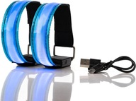 2X OPASKA ODBLASKOWA NA RĘKĘ Z DIODAMI LED NA ROWER BIEGANIE ODBLASK NA USB