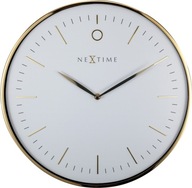 NeXtime NE-3235WI Zegar ścienny Glamour Ø40 Metal Biały/złoty